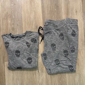 PJ Salvage Gray Skull Pajama Set